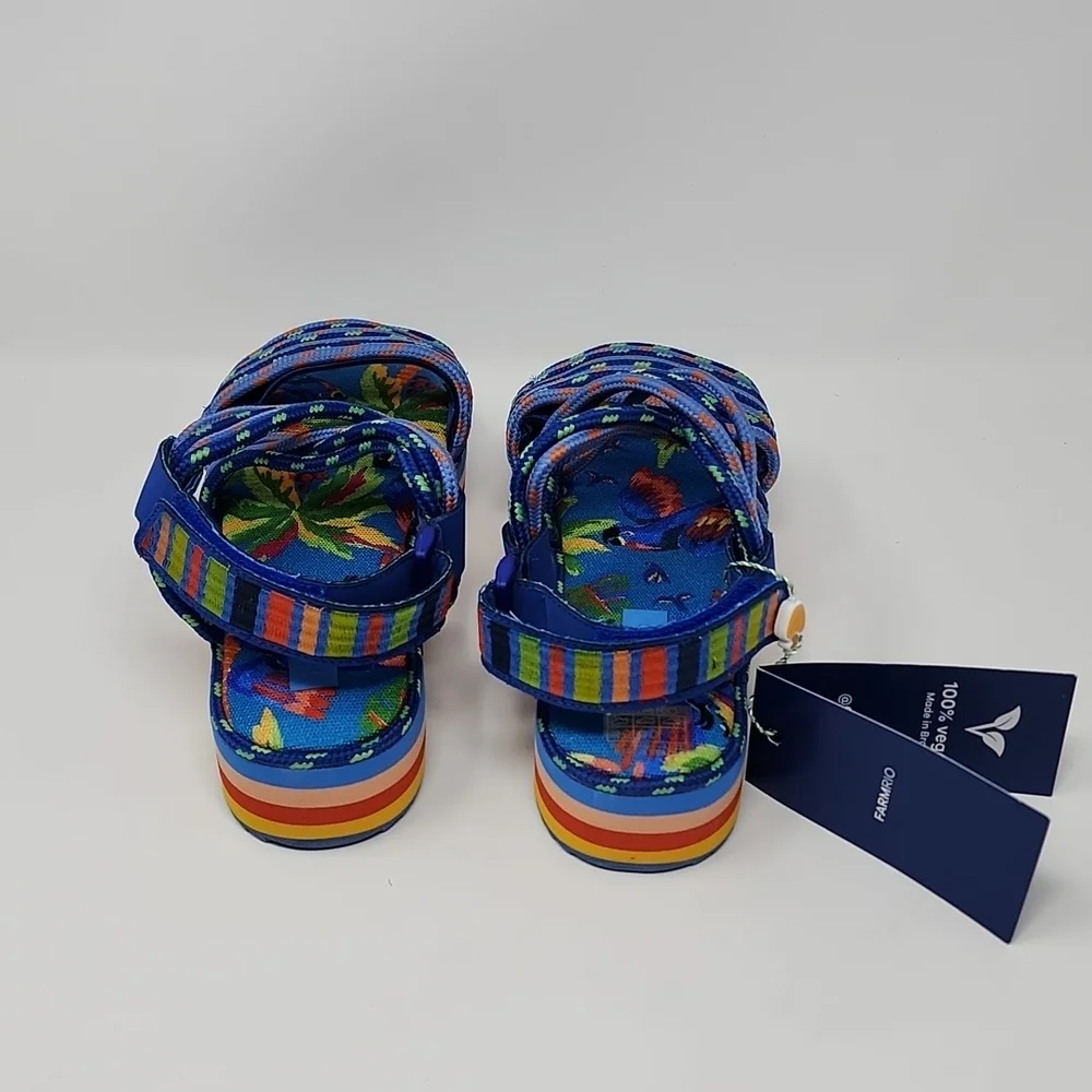 Farm Rio Blue Macaw Platform Sandals